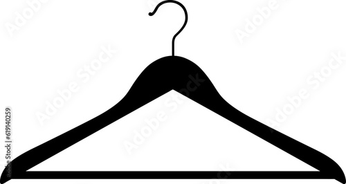 Wooden coat hanger in simple style. Coat hanger icon.