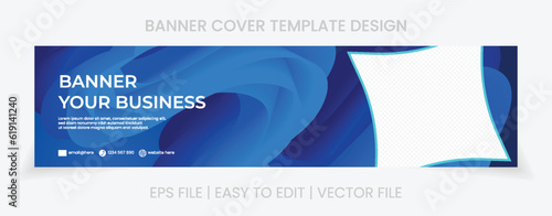 blue banner abstract background linkedin cover social media template vector design