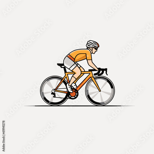 Road cyclist hand-drawn illustration. Cyclist. Vector doodle style cartoon illustration