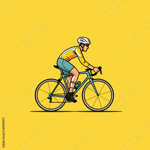 Road cyclist hand-drawn illustration. Cyclist. Vector doodle style cartoon illustration