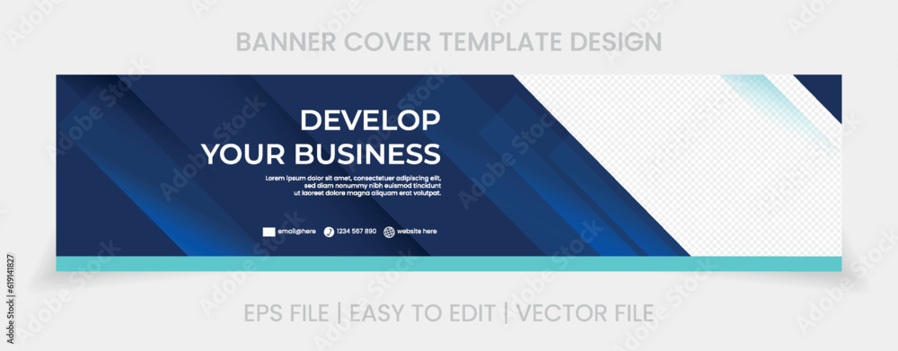 blue banner abstract background linkedin cover social media template