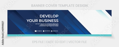 blue banner abstract background linkedin cover social media template vector design
