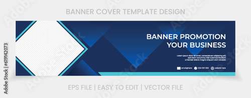 blue banner abstract background linkedin cover social media template vector design
