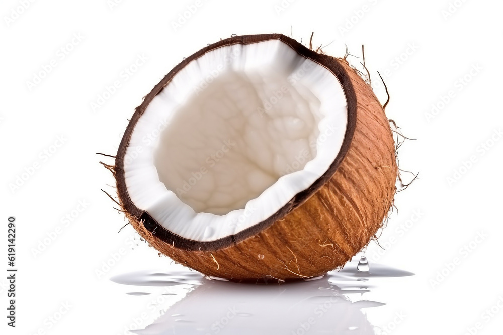 Coconut isolate on white background.generative ai. Coconut isolate on white background.generative ai.