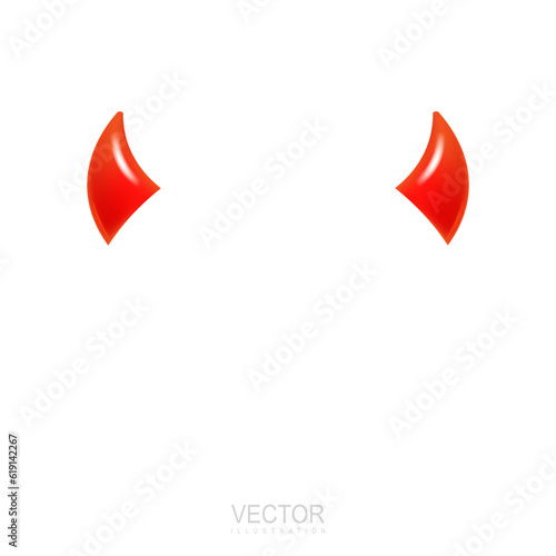 Short devil horn. Head decor for party time. Halloween mask. Vector