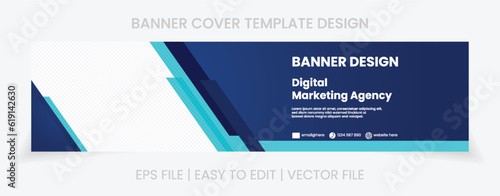 blue banner abstract background linkedin cover social media template vector design