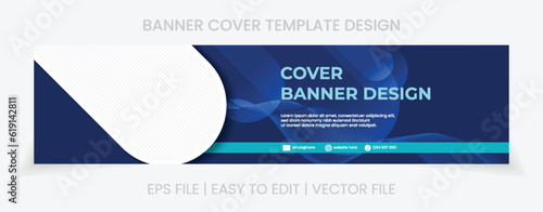 blue banner abstract background linkedin cover social media template vector design