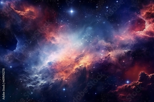 Abstract space art of nebulae.Generative Ai.