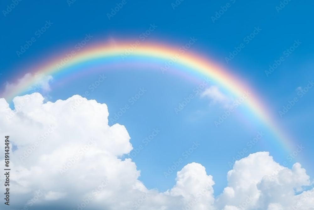 Beautiful rainbow with cloud.Generative Ai.