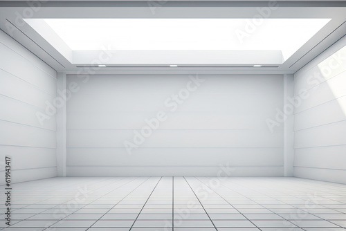 White minimal architecture building background empty wide space for mock up, concrete floor car park, cement garage design scene with copy space, with Generative Ai.