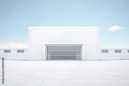 White minimal architecture building background empty wide space for mock up, concrete floor car park, cement garage design scene with copy space, with Generative Ai. © TANATPON