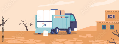 Car With Water Aid, Vehicle Equipped With Advanced Water Purification Systems, Providing Clean And Safe Drinking Water