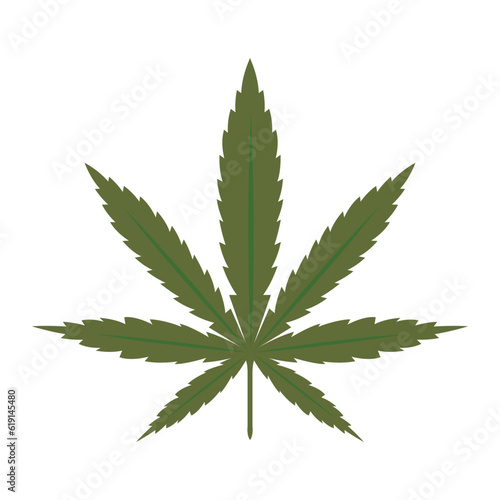 Cannabis leaf icon. Green silhouette indica sativa isolated white background. Herbal medicine herb plant. Natural weed hemp. Addiction smoke drug Illegal narcotic marijuana design Vector illustration
