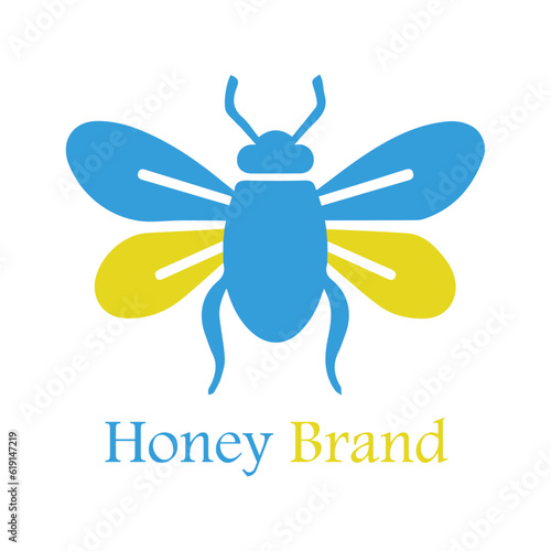 Color Bee illustration logo for your brand in the Ukrainian style