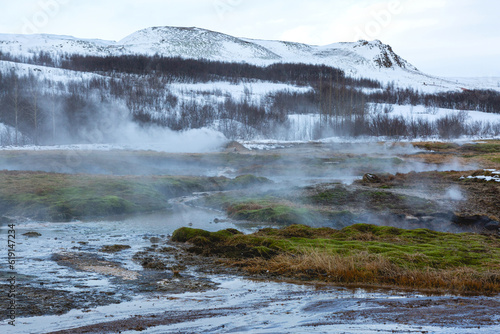 Parc naturel de Geysir l'hiver en Islande.