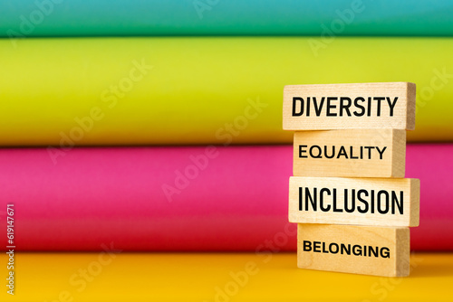 Obraz na płótnie Diversity Symbol DEI, Equity Inclusion, Company Team Building Acceptance of Differences in People, Gender, Age, Nationality, Language, Race, Ethnicity, Religion, Socio-Economic Status w salonie
