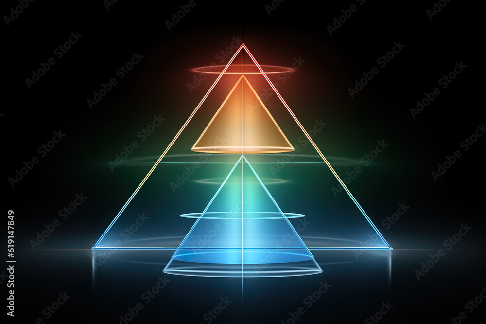 A triangle with a light coming out of it. Generative AI. A triangle with a light coming out of it. Generative AI.