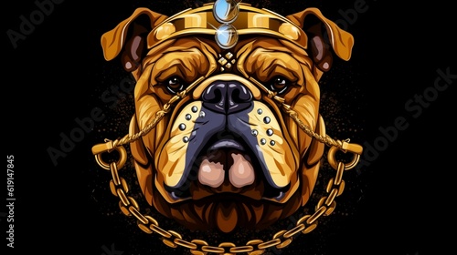 logo bulldog vector art gold chain artic wearing glass.Generative AI
