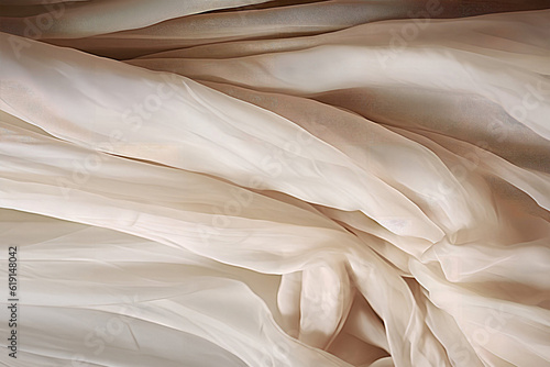 Beige neutral silk fabric photo, multi layered abstraction, gossamer fabrics, ai generative art