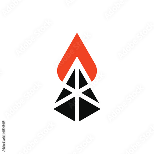 simple and geometric fire tower oil energy logo
