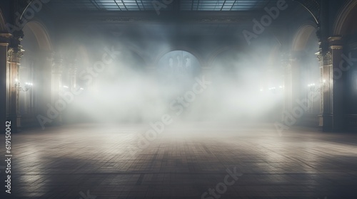 abstract empty big hall light and smoke room