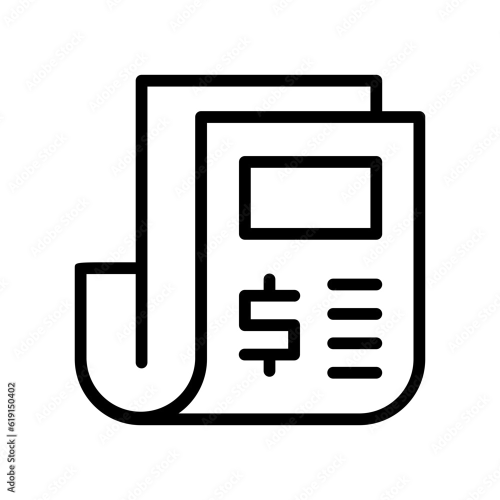 Newslatter Business and Finance icon with black outline style. news, media, press, article, paper, information, daily. Vector illustration Newslatter Business and Finance icon with black outline style. news, media, press, article, paper, information, daily. Vector illustration