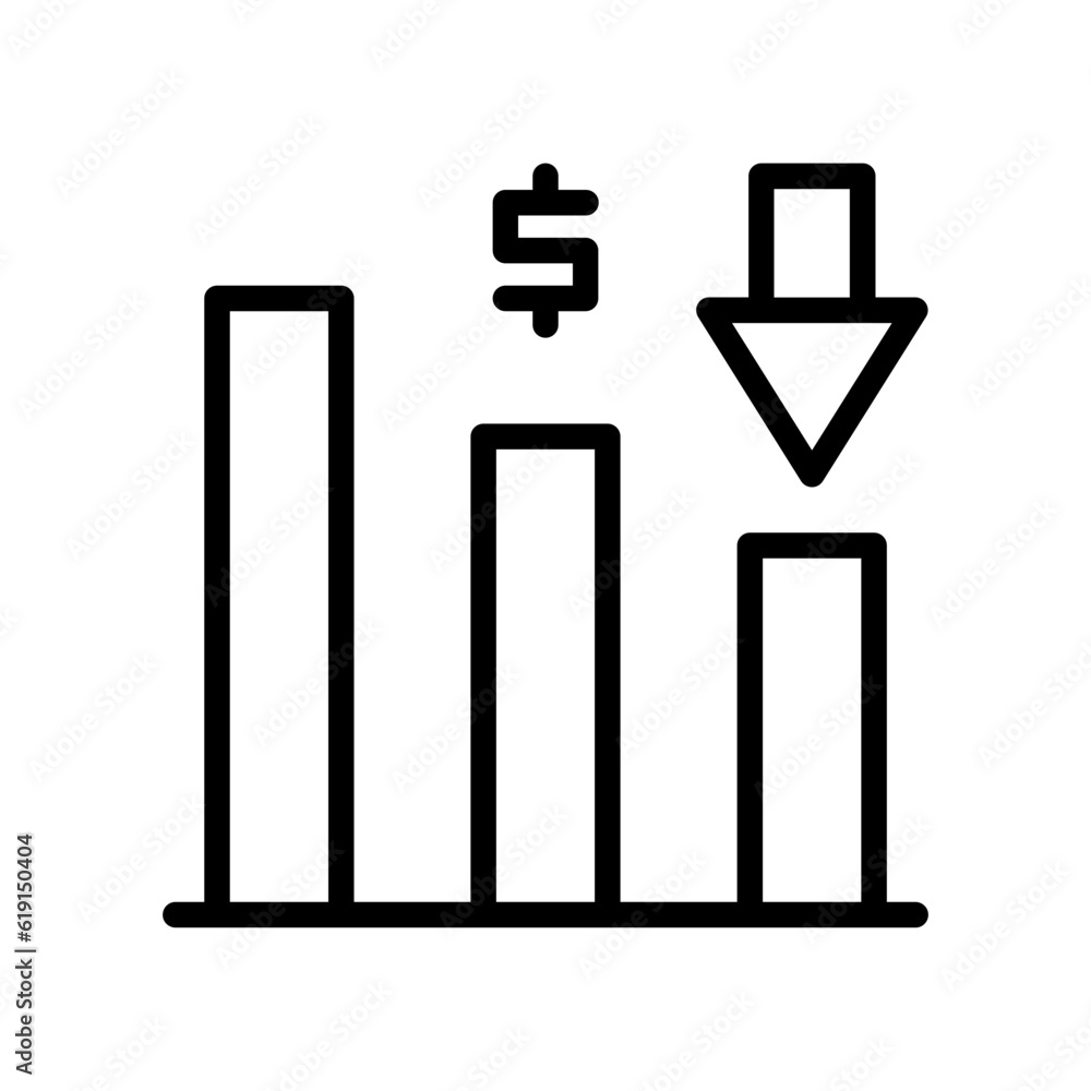 Economic Crisis Business and Finance icon with black outline style. decrease, recession, arrow, down, problem, crash, bankruptcy. Vector illustration Economic Crisis Business and Finance icon with black outline style. decrease, recession, arrow, down, problem, crash, bankruptcy. Vector illustration
