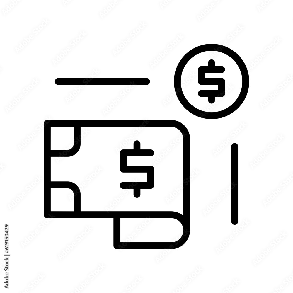Money Business and Finance icon with black outline style. cash, dollar, investment, wealth, savings, credit, salary. Vector illustration Money Business and Finance icon with black outline style. cash, dollar, investment, wealth, savings, credit, salary. Vector illustration
