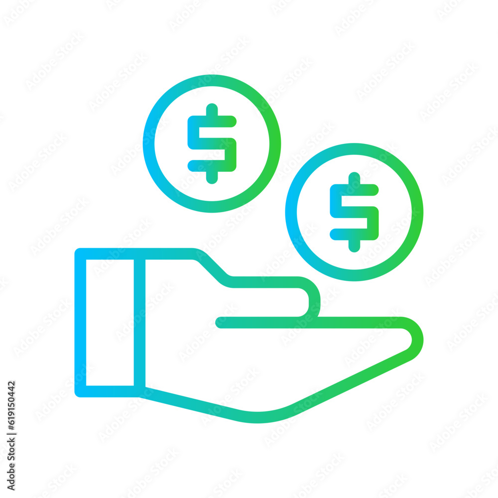 Investment Business and Finance icon with green and blue gradient outline style. bank, currency, coin, growth, exchange, dollar, savings. Vector illustration Investment Business and Finance icon with green and blue gradient outline style. bank, currency, coin, growth, exchange, dollar, savings. Vector illustration