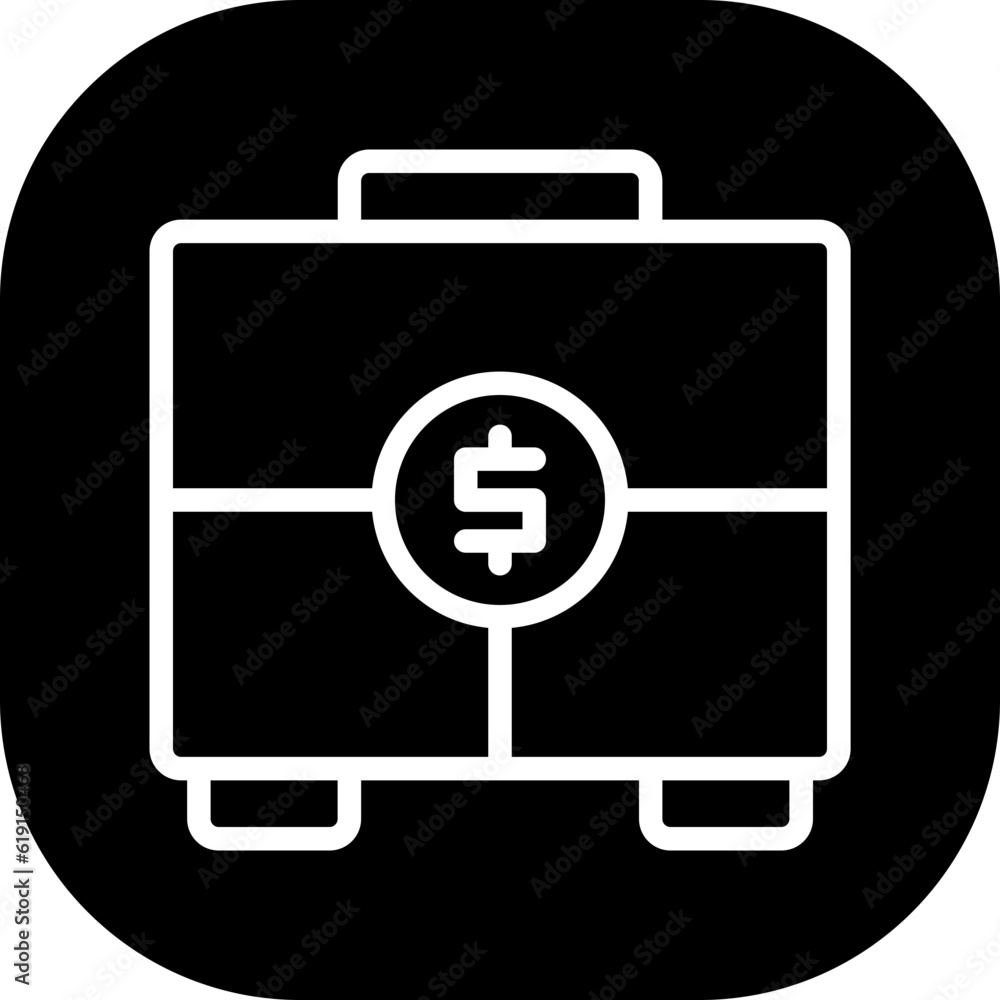 Money briefcase Business and Finance icon with black filled outline style. work, modern, baggage, suitcase, object, luggage, accessory. Vector illustration Money briefcase Business and Finance icon with black filled outline style. work, modern, baggage, suitcase, object, luggage, accessory. Vector illustration