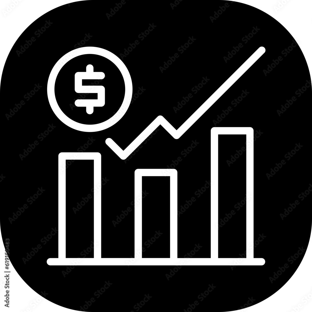 Bar Chart Business and Finance icon with black filled outline style. diagram, arrow, growth, data, graphic, report, statistic. Vector illustration