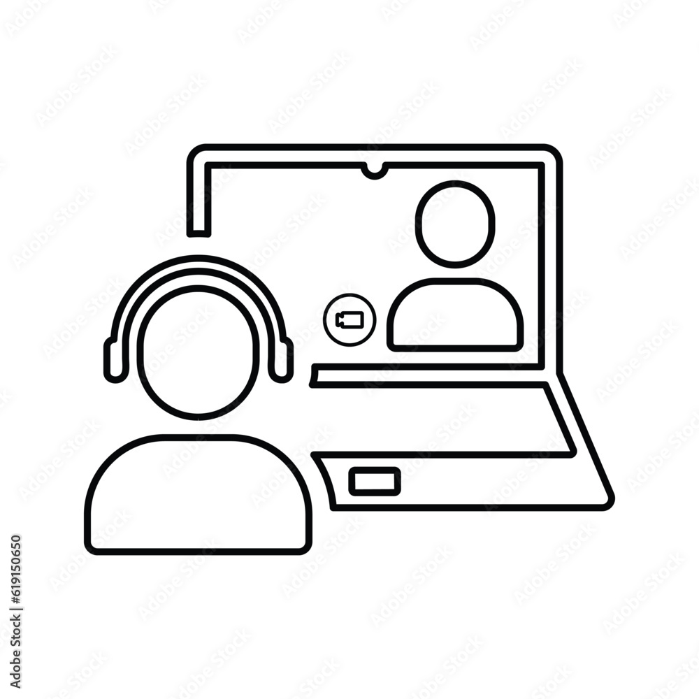 Video Conference icon. Line, outline design. Video Conference icon. Line, outline design.