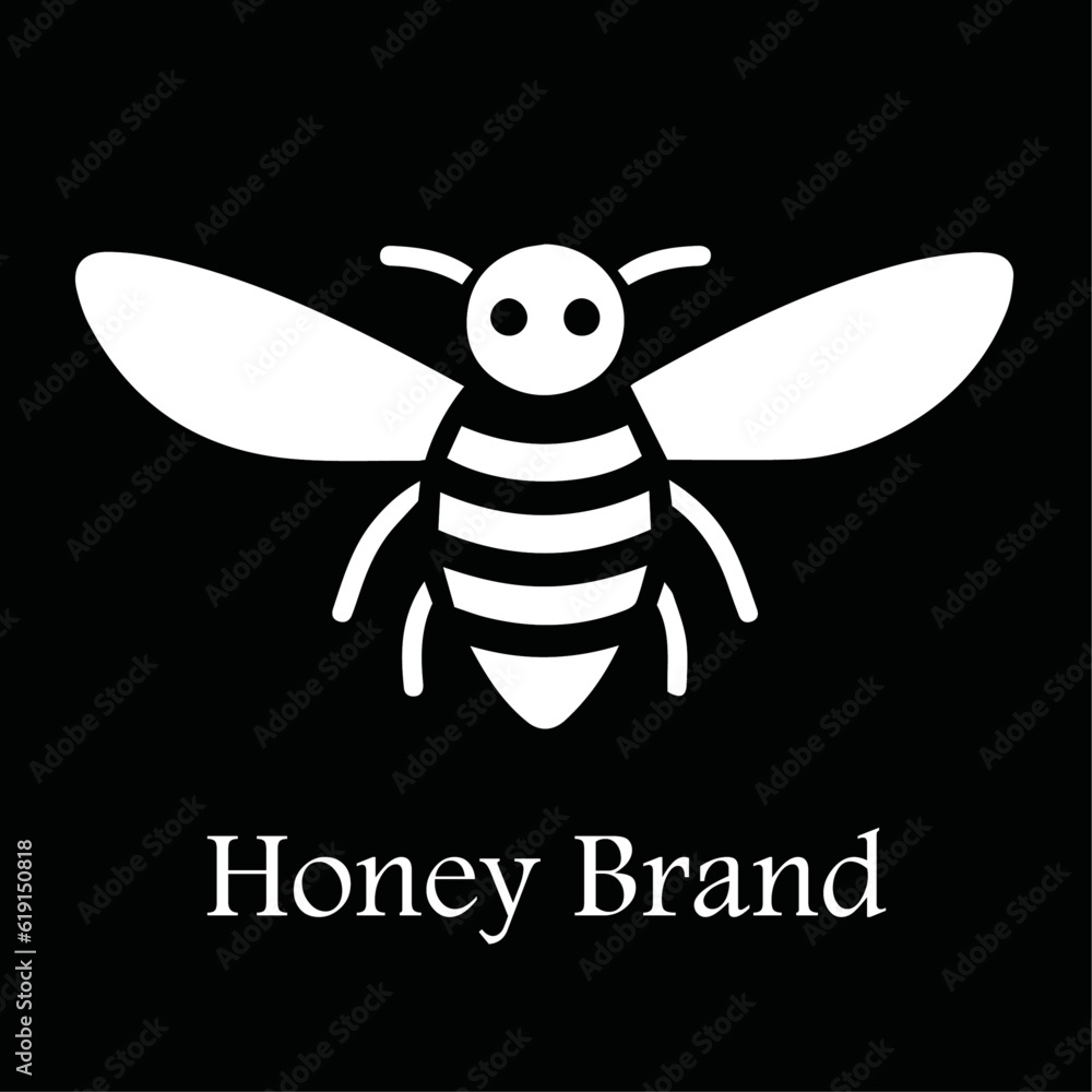 White Bee illustration logo for your brand White Bee illustration logo for your brand