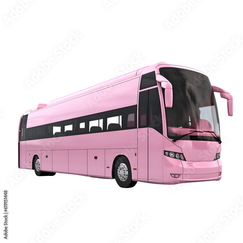 Pink Bus on transparent background, png file, isolated, white background with generative ai