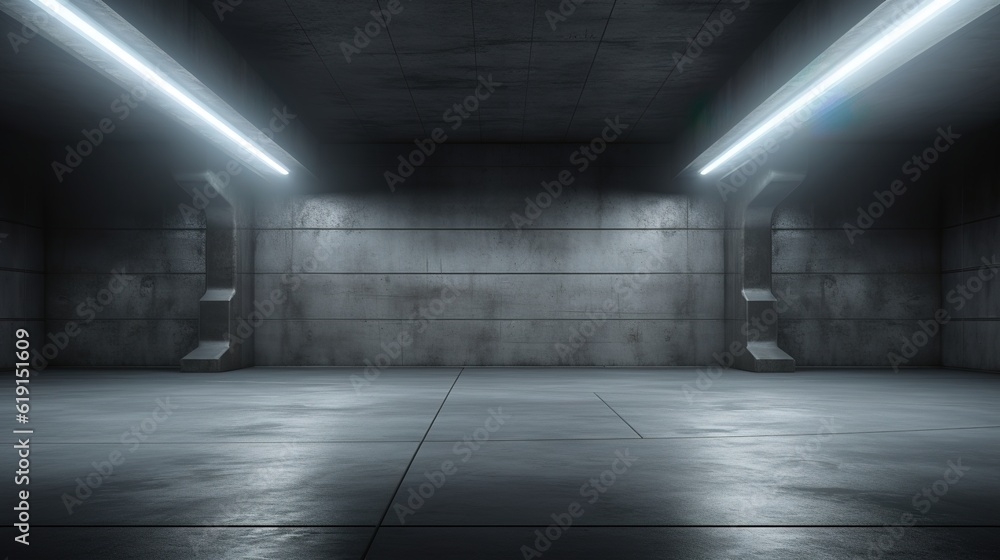 Futuristic Studio Stage Underground White Light Glowing
