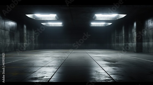 Futuristic Studio Stage Underground White Light Glowing © Birtan