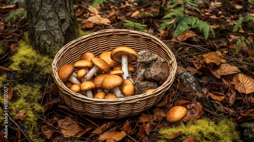 Foraging for Wild Mushroom Harvest: Healthy, Fresh, and Edible Treats from the Forest. Generative AI