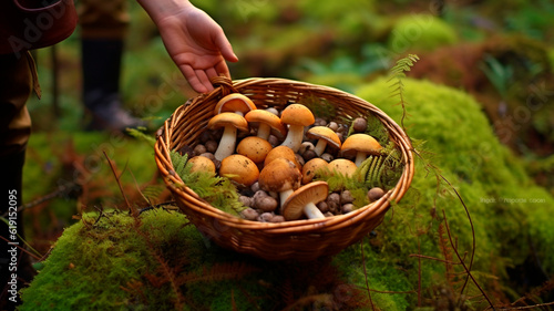 Foraging for Wild Mushroom Harvest: Healthy, Fresh, and Edible Treats from the Forest. Generative AI