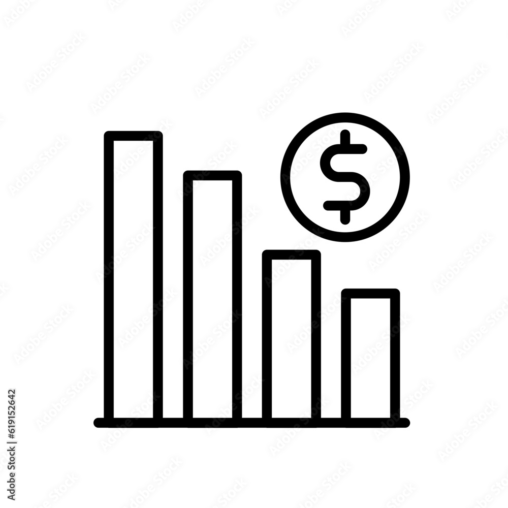 Economic Crisis Business and Finance icon with black outline style. finance, decrease, recession, arrow, dollar, chart, graph. Vector illustration Economic Crisis Business and Finance icon with black outline style. finance, decrease, recession, arrow, dollar, chart, graph. Vector illustration