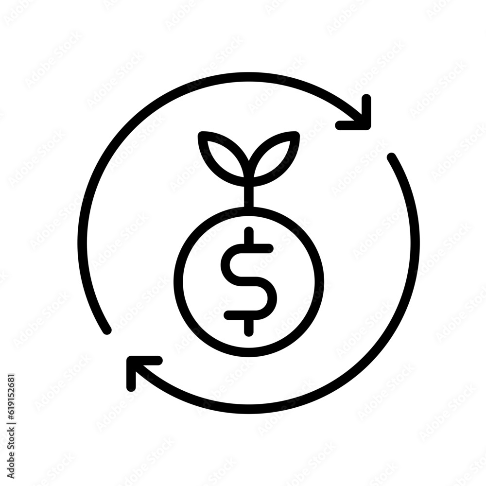 Return on Investment Business and Finance icon with black outline style. money, finance, income, pay, dollar, revenue, fund. Vector illustration Return on Investment Business and Finance icon with black outline style. money, finance, income, pay, dollar, revenue, fund. Vector illustration