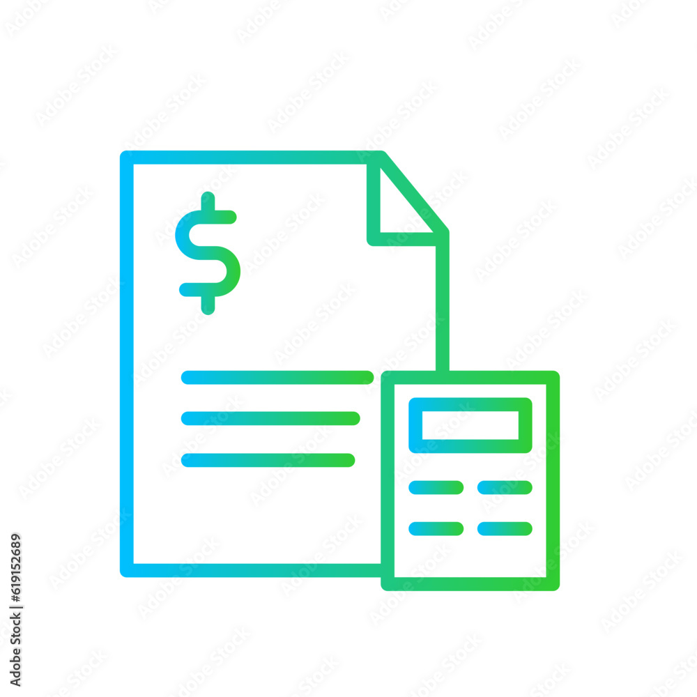 Annual Report Business and Finance icon with green and blue gradient outline style. chart, graphic. Vector illustration Annual Report Business and Finance icon with green and blue gradient outline style. chart, graphic. Vector illustration