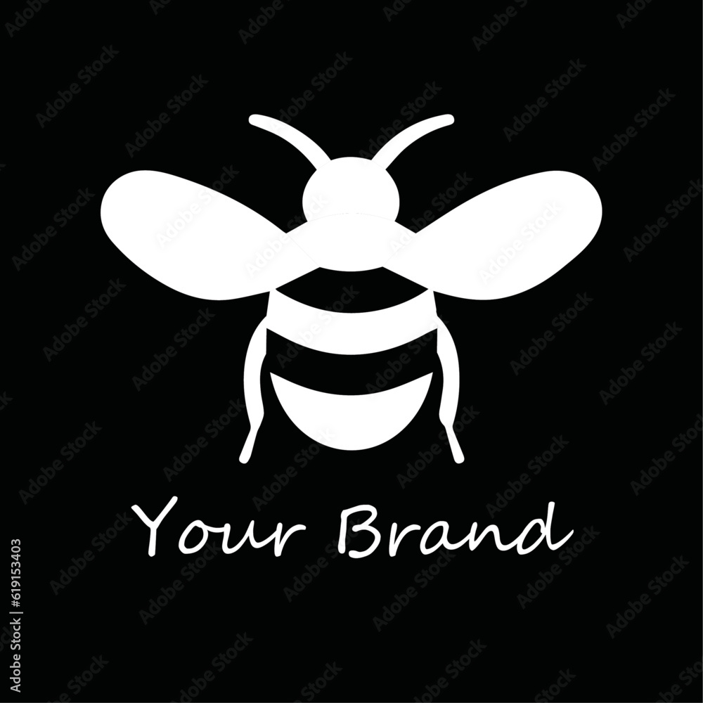 White Bee illustration logo for your brand White Bee illustration logo for your brand