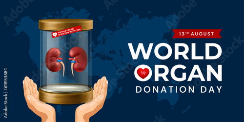 World organ donation day with kidneys for transplantation, saving lives, artwork, print, doodle, vector illustration (Vector)