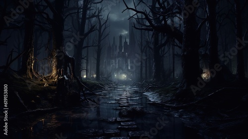 fantasy black medieval city epic mythical dark atmosphere