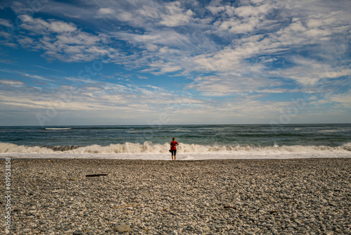 person walking on the beach