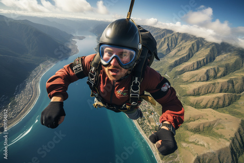 Fly to destinations known for adventure sports such as skiing, surfing, hiking, or skydiving, seeking thrilling experiences and adrenaline rushes in breathtaking landscapes. Generative AI photo