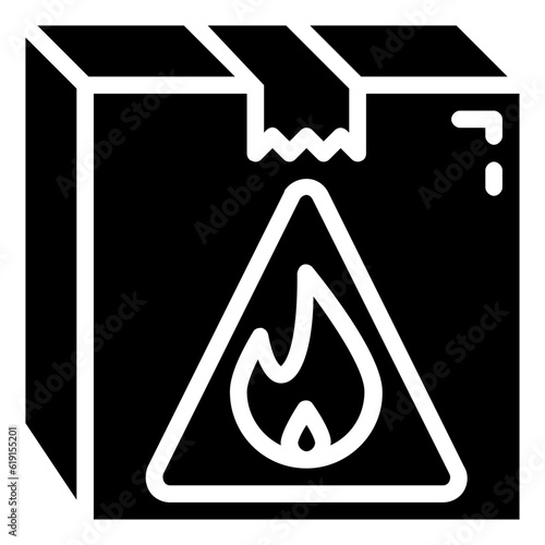 flammable package glyph vector icon