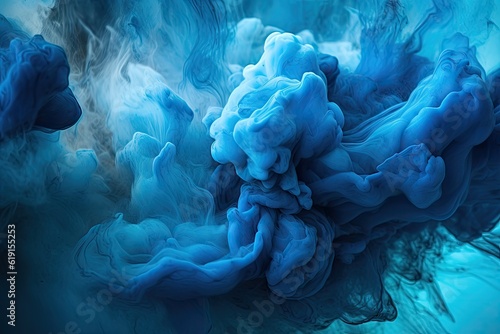 Clouds of mystical blue smoke. Generative AI