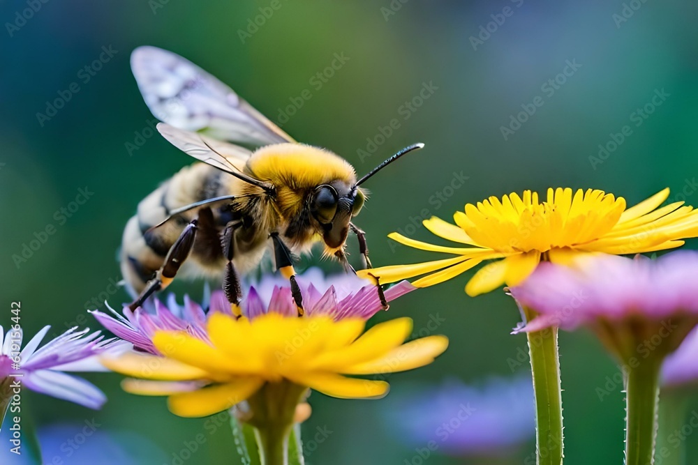 bee on a flower by AI generating bee on a flower by AI generating