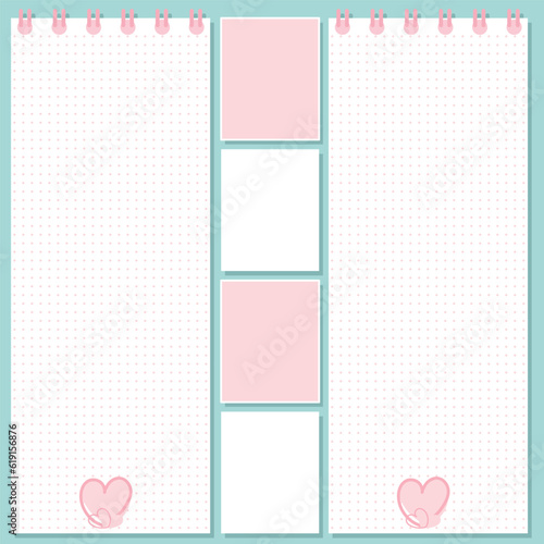 Cute blank paper notes. Stationery organizer set. Scrapbook notes and memo schedule.Printable planner stickers. To Do List sticky note pad. Digital planning element. Vector illustration.